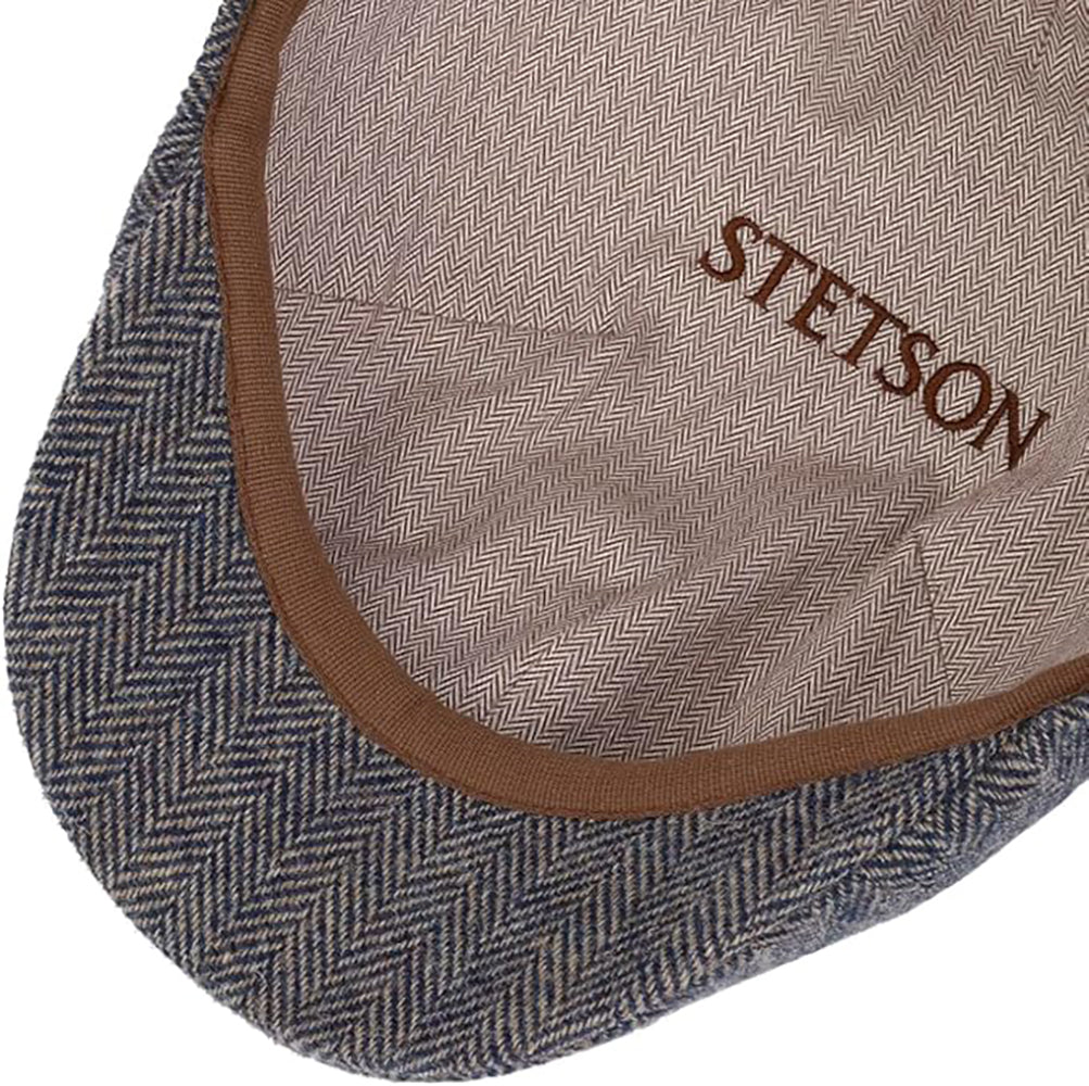 Stetson Texas Woolrich Duck Cap - Fischgrat - Cap aus 100% Wolle - 372 - Blau-Beige