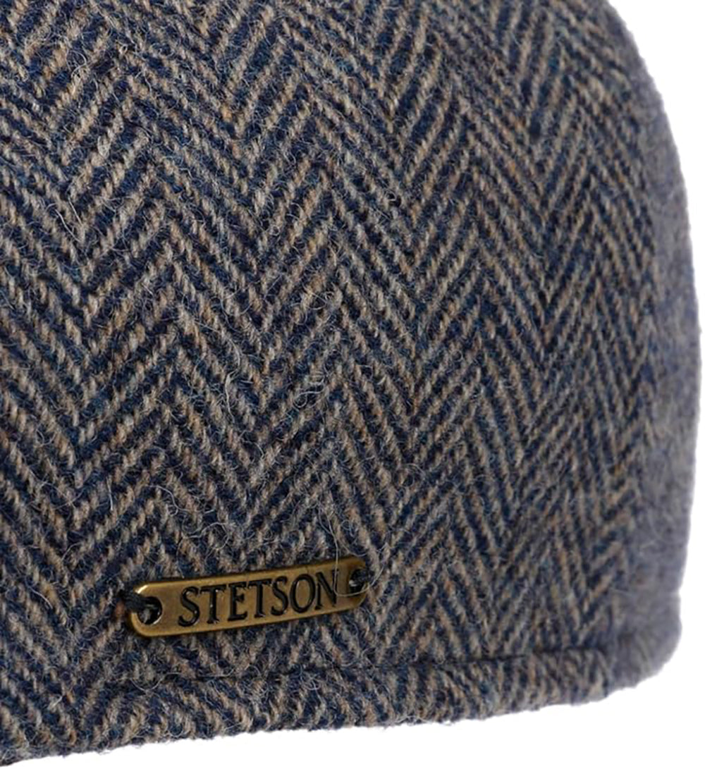 Stetson Texas Woolrich Duck Cap - Fischgrat - Cap aus 100% Wolle - 372 - Blau-Beige