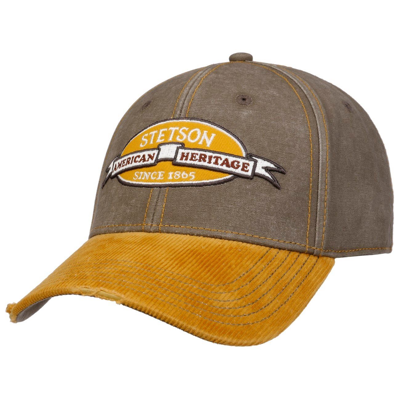 Stetson Vintage Distressed Heritage Basecap - 59 - Oliv / Gelb