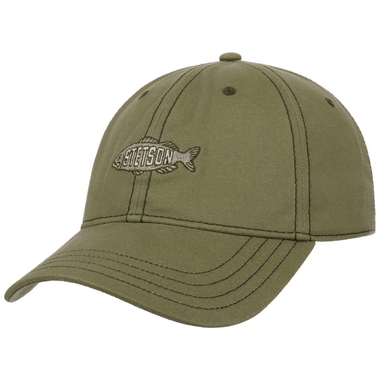 Stetson Cotton Baseball Cap "FISHING" - Oliv