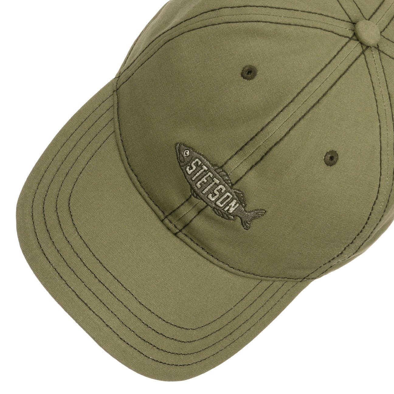 Stetson Cotton Baseball Cap "FISHING" - Oliv