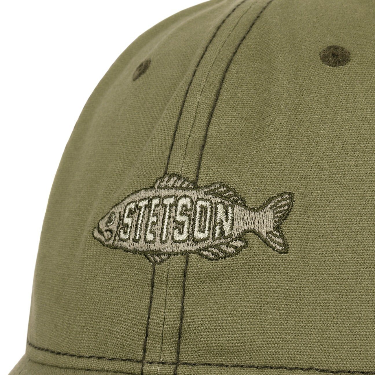 Stetson Cotton Baseball Cap "FISHING" - Oliv