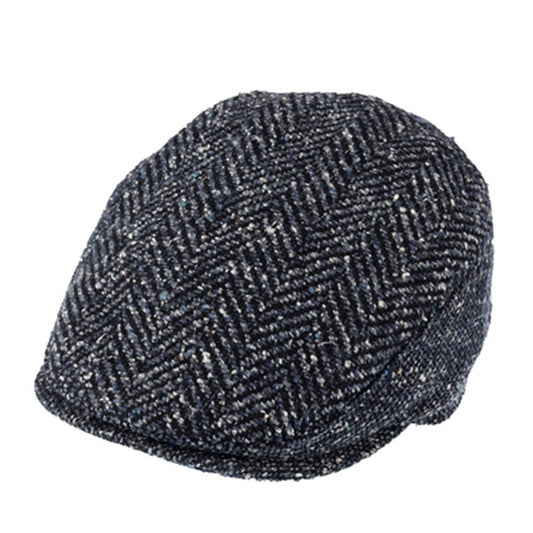 Fiebig Wool Herringbone Flatcap - Fischgrat-Muster - Marineblau