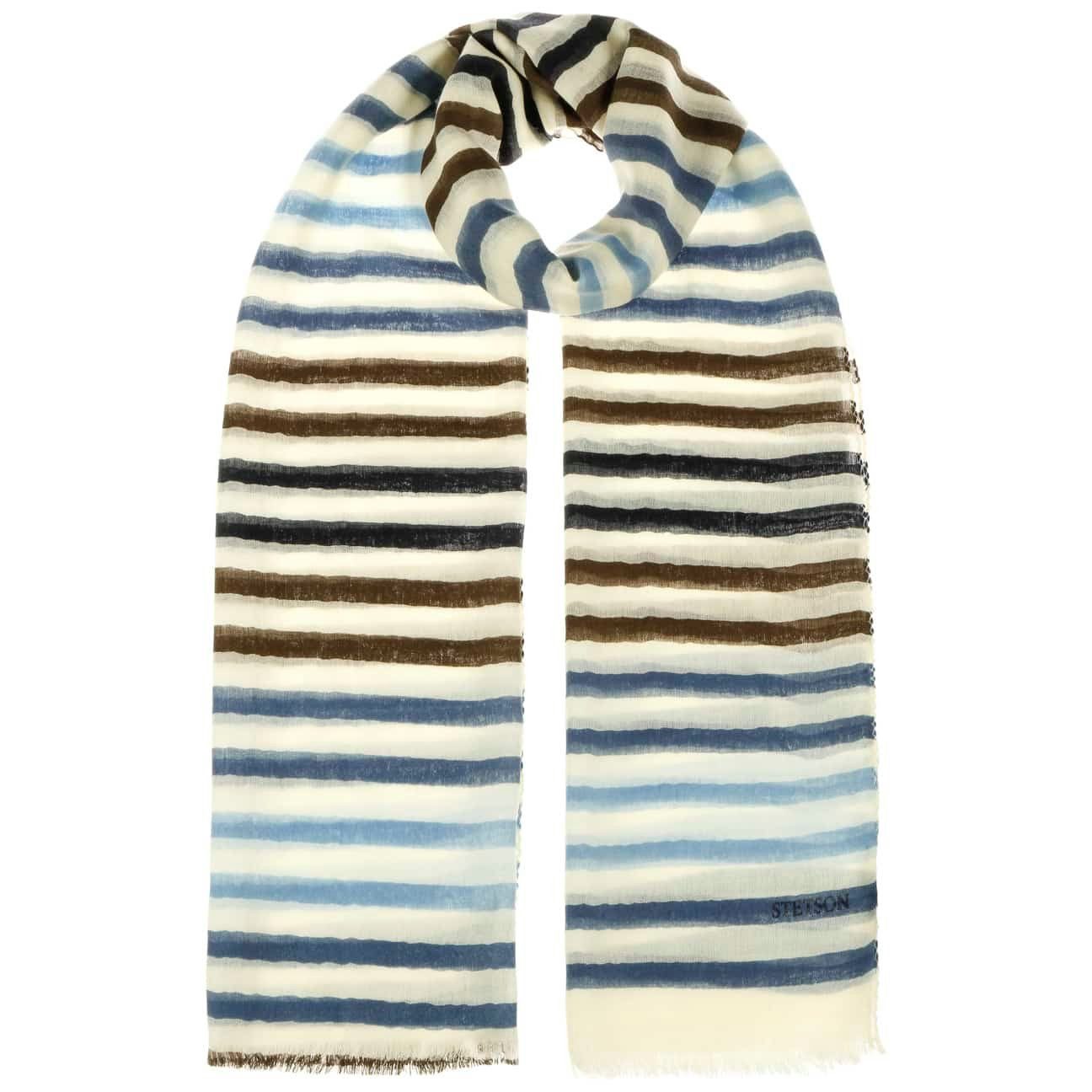 Stetson Summer Stripes Schal aus Wolle - Blau gestreift
