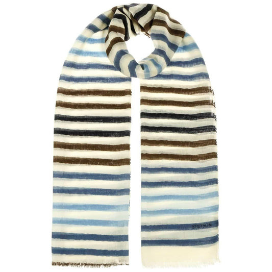 Stetson Summer Stripes Schal aus Wolle - Blau gestreift