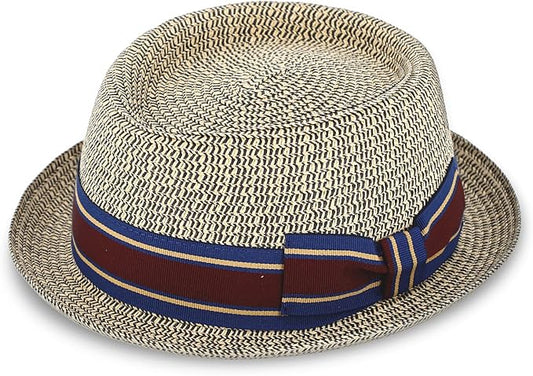 Fiebig Wallku Papierhut Strohhut Pork Pie - Made in Italy - Marineblau