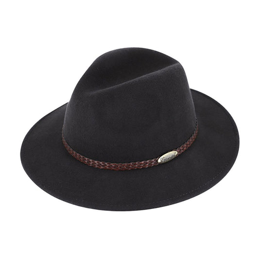 Fiebig Casual Traveller Wollfilzhut -  Knautschbar - Wasserabweisend - Made in Italy - Anthrazit