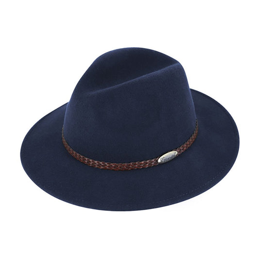 Fiebig Casual Traveller Wollfilzhut -  Knautschbar - Wasserabweisend - Made in Italy - Marineblau