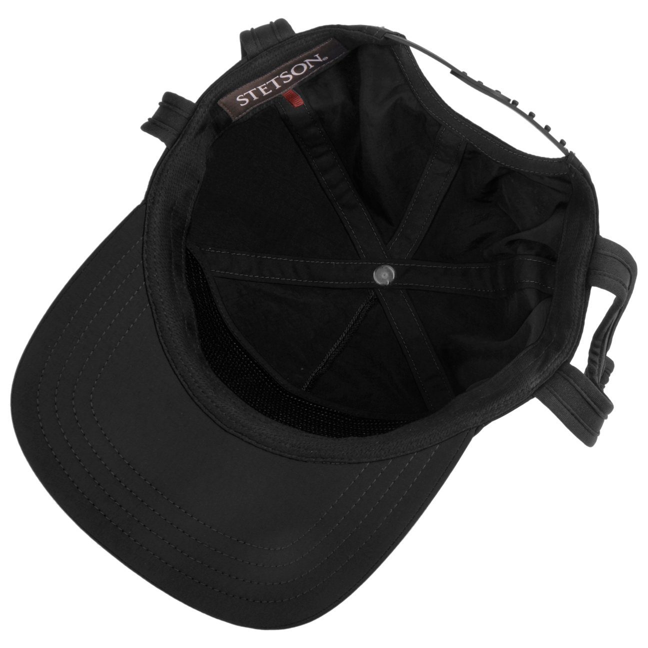 Stetson Fast Dry Basecap - Schnelltrocknend - Cap mit Befestigungsschnalle - Schwarz