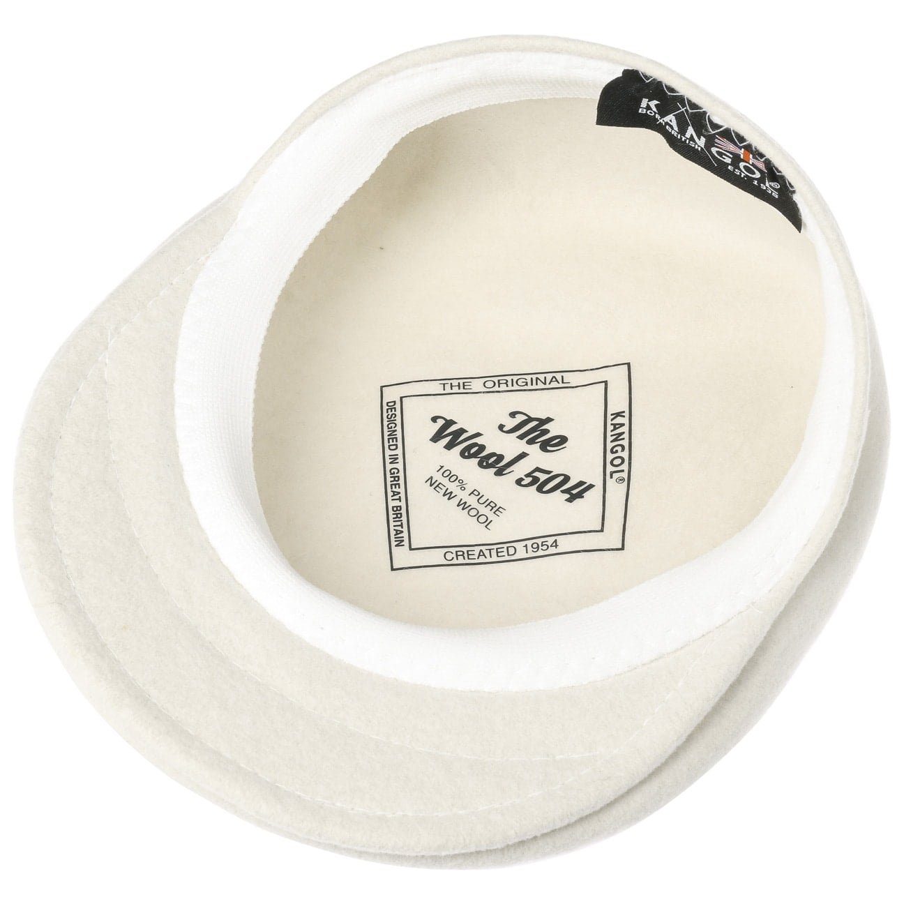 Kangol 504 Wolle Flatcap Schiebermütze - White - Weiß