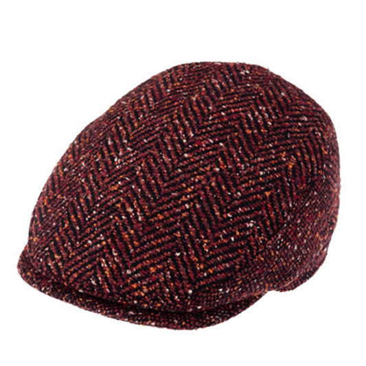 Fiebig Wool Herringbone Flatcap - Fischgrat-Muster - Bordeaux