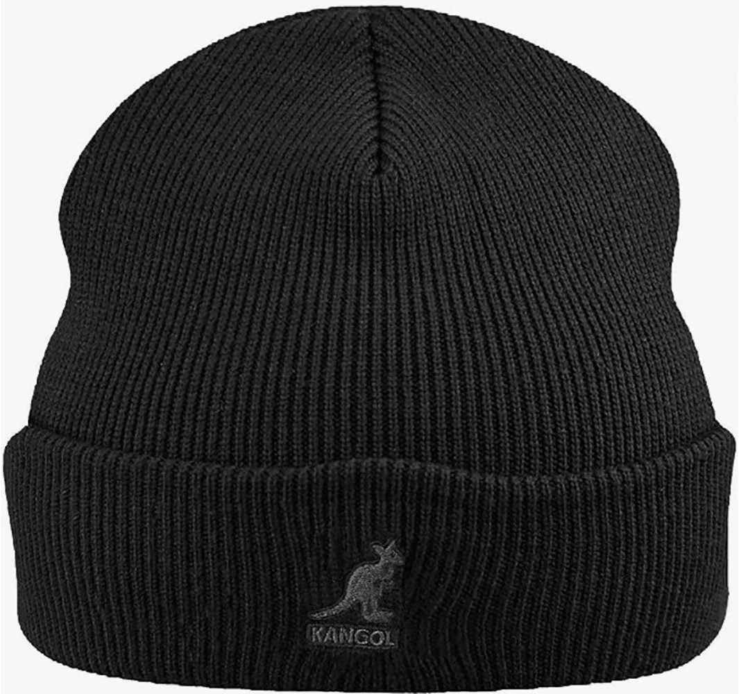 Kangol Acrylic Pull-On Beanie mit Umschlag - Black/Black - Schwarz/Schwarz