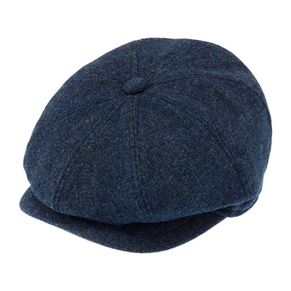 Fiebig 8-Panel Shetland Wolle Donegal Ballonmütze - Donegal-Muster - Jeansblau