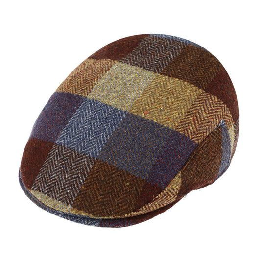 Fiebig Wool Herringbone Check Flatcap - Karo-Fischgrat-Muster - Braun