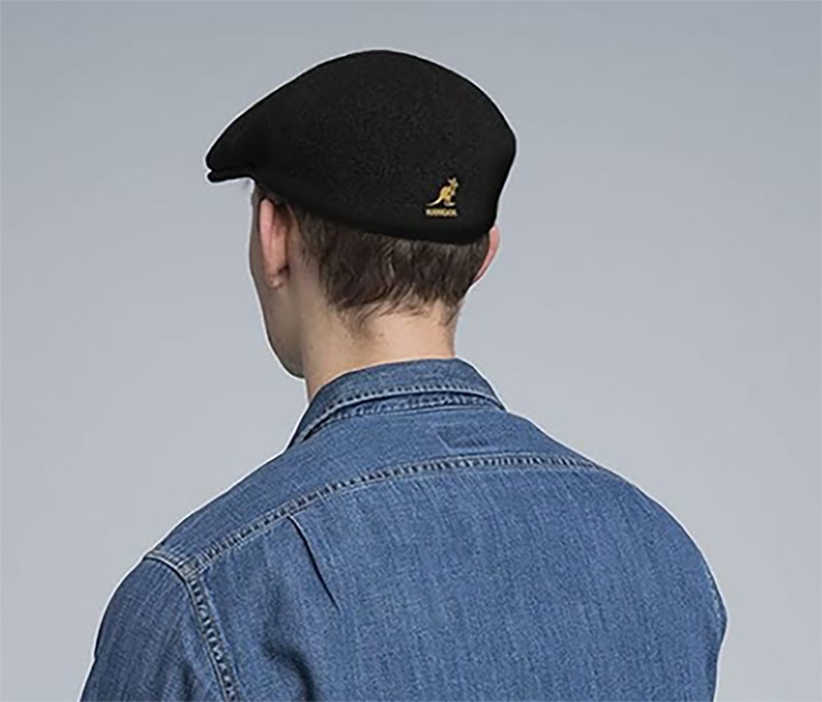 Kangol Seamless 507 Wolle Flatcap Schiebermütze - Black Gold - Schwarz Gold