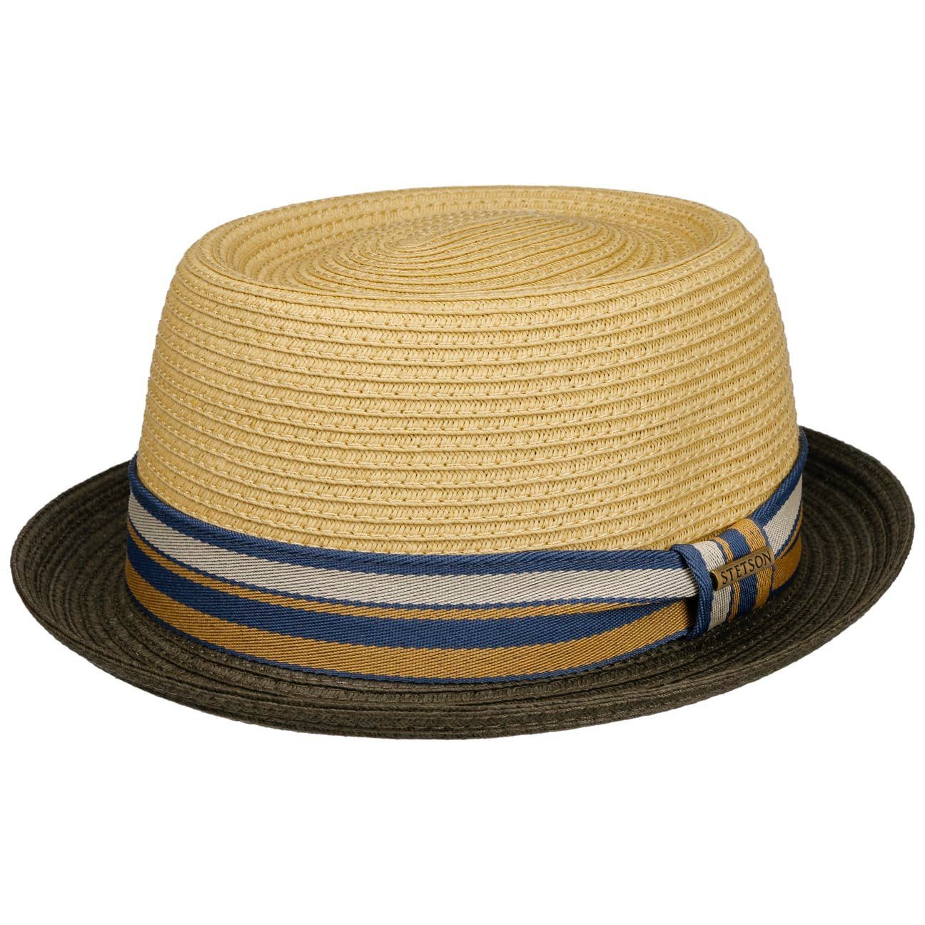 Stetson Licano Pork Pie - Toyo Strohut - Aus 100% Viskose - Mit UV-Schutz 40 - Natur/Grün