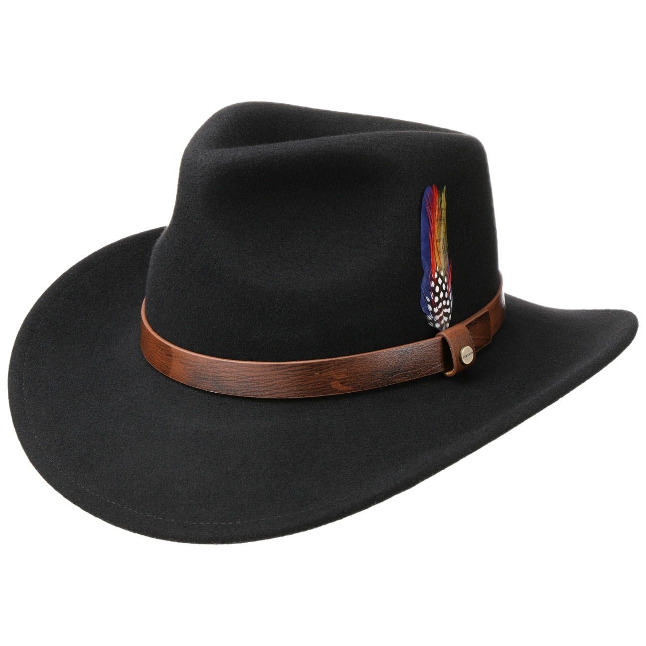 Stetson Oklahoma Western Woolfelt Traveller - Wollfilzhut - Knautschbar / Wasserfest - Schwarz