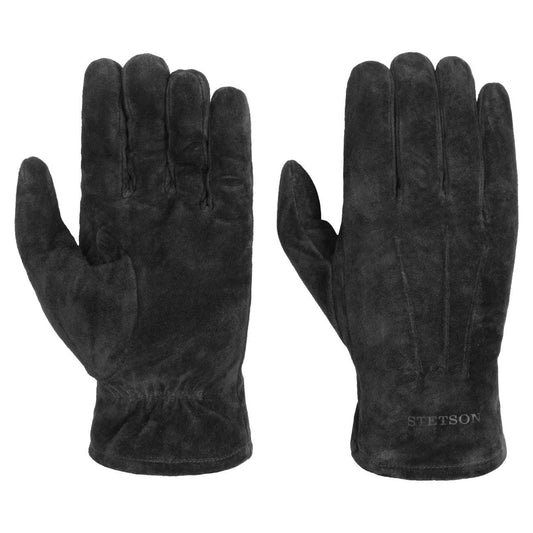 Stetson Leder-Handschuhe mit Fleece-Futter - Schweinsleder - Schwarz